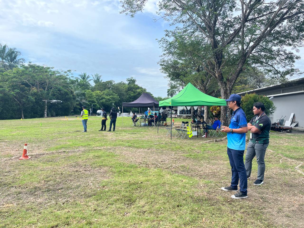 Students preparing for outdoor flight